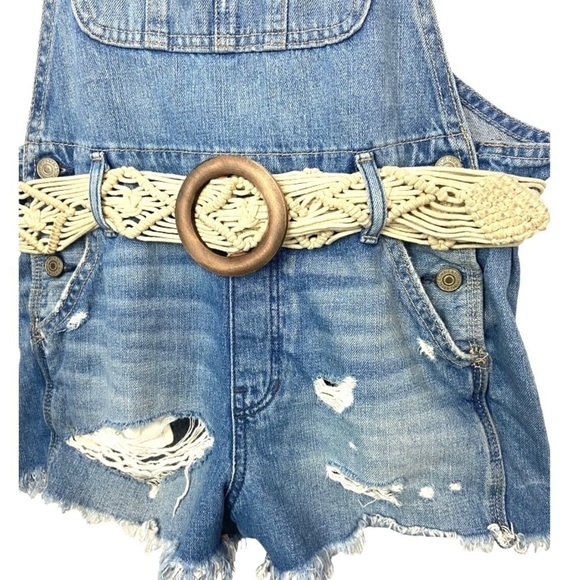Abercrombie & Fitch Denim 100% Cotton Short Overalls Shortalls w Belt XS - Picture 4 of 9